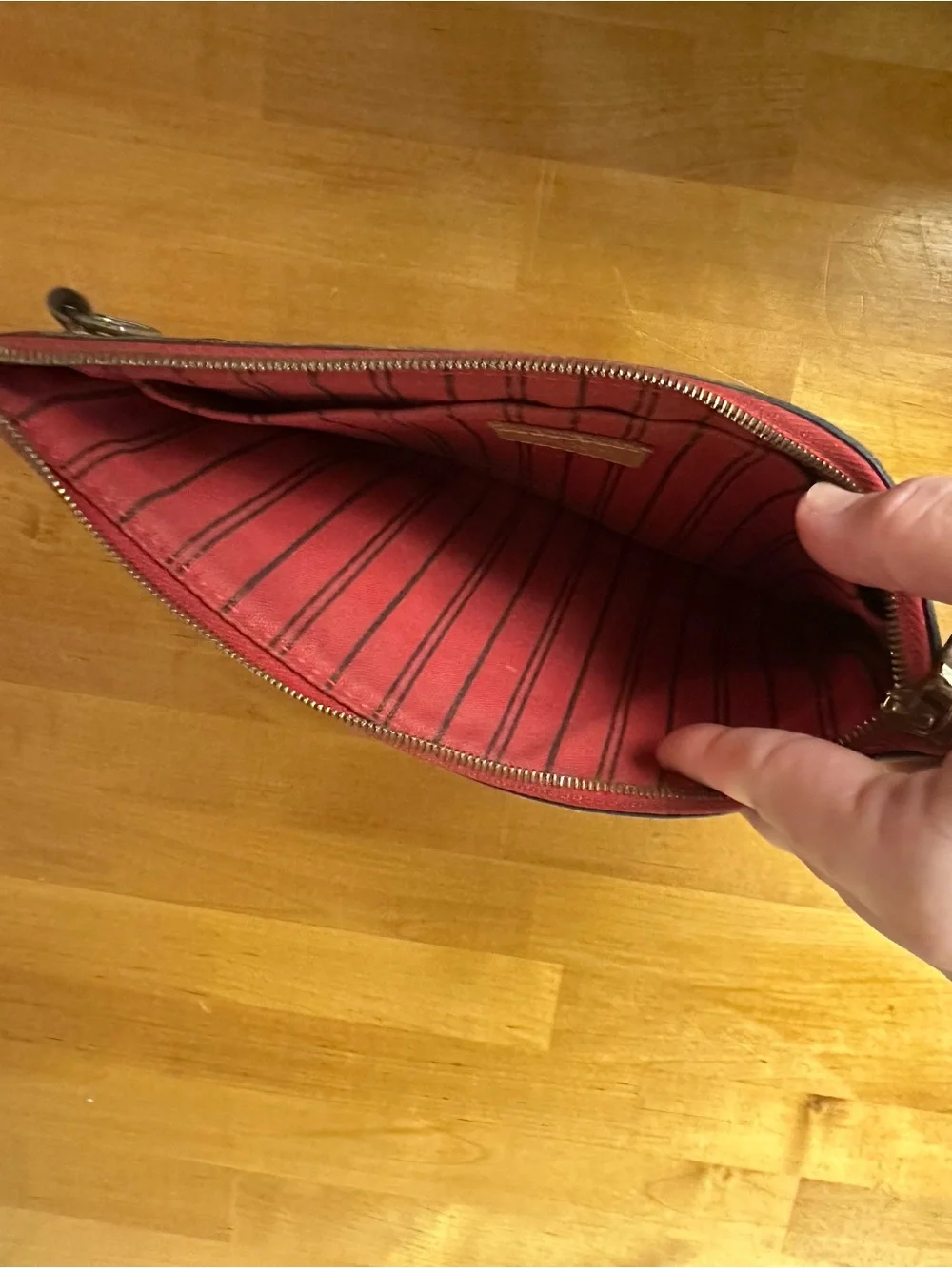 Louis Vuitton Monogram Canvas Pouch with Red Trim